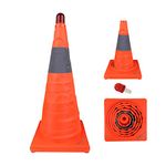 Annurssy Collapsible Traffic Cone with LED Light 28 inches / 71cm Multi-Function Pop-up Reflective Traffic Safety Cone