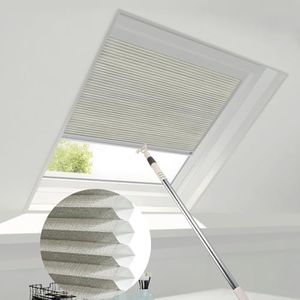 ZSTARR Manual Skylight Shades Cordless Honeycomb Blinds Full Blackout Light Filtering Fabric Window Shades for Skylight Roof Inclined Plane Room Windows (93035G-Olive Light Filtering)