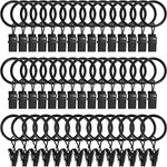 LLPJS 44 Pack Curtain Rings Hooks, Hanger Clips for Hanging Drapery Drapes Bows, 1 inch Interior Diameter, Fits up to 5/8" Rod, Black