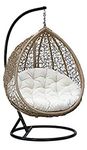 City Outdoor Furniture_Single Seater Swing Chair with Stand & Cushion & Hook Outdoor || Indoor || Balcony || Garden || Living _(Golden Swing, White Cushion) Hammock