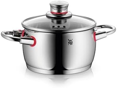 WMF Quality One Kochtopf klein 16cm, kleiner Topf mit Glasdeckel mit Dampföffnung, Nudeltopf, Fleischtopf Induktion 2l, Cromargan Edelstahl poliert, unbeschichtet