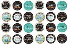 BLUE PANDA - Happy Birthday Pinback Party Buttons (2.25 Inches, 6 Designs, 24-Pack)