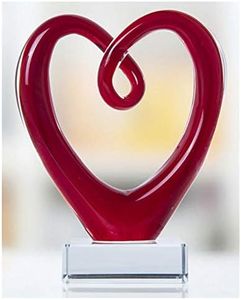 5'' Tall Art Glass Heart Sculpture Centerpiece Party Home Decoration