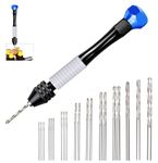 4.05 inch Pin Vise Hand Drill with 20 Pieces 0.5-2.5mm Manual Craft Drill Sharp HSS Micro Mini Twist Hobby Drill Bits Set for Jewelry, Resin, Rotary Tools for Wood, Plastic, Polymer (Blue)