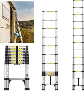 FEETE 12.5FT Telescoping Ladder, Aluminum Extension Ladder w/Stabilizers, 330lbs Capacity Retractable Ladder, Expandable Telescopic Ladder for Home, Outdoor (12.5FT,Silvery)