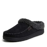 Dearfoams Men's Microfiber Suede Clog with Whipstitch Slipper, Black, Large