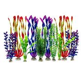 Artificial Aquatic Plants - Large Aquarium Plants Plastic Fish Tank Decorations - Vivid Simulation Plant Creature Aquarium Landscape - Home Decor Plastic Assorted Color - 10Pcs