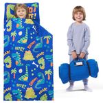 Joiedomi 139×51 cm Kids Sleeping Bag with Pillow& Blanket - Roll Up Nap Mat for Toddlers Preschool- Soft Kids Sleeping Mat - for Boys Girls Kindergarten Daycare Ages 3-7 Years (Blue)