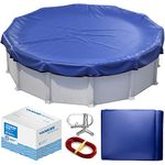 Winter Pool Cover 30 ft Round for Above Ground | Extra Thick & Durable Above-Ground Pool Cover | Sapphire Series of Premium Cold- and UV-Resistant Pool Cover | by Yankee Pool Pillow