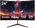 Gawfolk Écran PC 24 Pouces incurvé Gaming Moniteur 180hz, fhd 1080p 1ms sans Lunette, freesync, 100% sRGB，178 ° Angle Vue HDMI DisplayPort, Compatible avec Mural VESA75*75MM - Noir