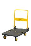 Stanley SXWT-PC509 Platform Trolley with 250 kg Capacity, Polypropylene Portable Foldable Dolly Push Cart with 360 Degree Swivel Braked Wheels, Black and Yellow, (90 x 61 x 94 cm)