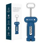 KITCHENDAO 3 in 1 Wing Corkscrew Wine Bottle Opener with Foil Cutter, Built-in Beer Bottle Opener, Multifunctional Wine Opener with Non-Stick Sharp Screw,Easy to Use, Manual Wine Corkscrew ，Blue