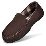 MIXIN Mens Comfy Micro Suede Moccasin House Slippers for Indoor/Outdoor Size 10 Dark Brown