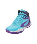 PUMA Unisex's Playmaker Pro Mid Track Shoe, Purple Glimmer Bright Aqua Strong Grey White, 9.5 UK