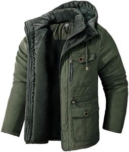 Mr.Stream Men's Winter Hooded Jacket Windproof Sherpa Lined Fleece Windbreaker Coat Outerwear Warm Parka 3256 Green L