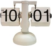Retro Flip Down Clock, Automatic Digital Clock Auto Pager Turning Clock Creative Desk Decor for Home Office Digital Mechanical Desk Clock wіth Internal Gear Operated(White Without Battery)