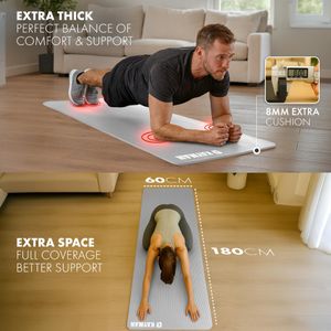 KAYMAN Large Yoga Mat – Grey, Extra Thick Non-Slip Fitness Mat