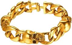 U7 Boys Cool Bangle Gold Chain Skul