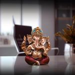 Karvaan Resin Lord Ganesh Idol for Car Dashboard | Ganpati Murti | God Statue | Showpiece | Ganesh Idol for Home Decor, Ofice Desk,Home mandir, Puja & Gift (6 Inch)