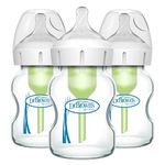 Dr. Brown's Options+ Wide-Neck Glass Baby Bottles, 5 Ounce, 3 Count, Clear, 0.31 Pound