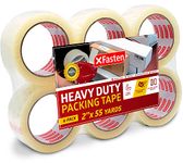 XFasten Heavy Duty Clear Packing Tape, 2-Inch x 55-Yard, Pack of 6 UV Resistant and Crystal Clear Packaging Tape | Clear Mailing Tape Compliant to US Postal Mailing Regulations