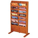 Wooden Mallet 14-Pocket Cascade Free-Standing Magazine Rack, Medium Oak