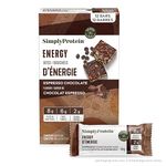 Simply Protein - Espresso Chocolate Energy Bites, 12 Bars - Plant Based Caffeinated Squares - 55mg Caffeine - Energy Boost - 8g Protein, 2g Sugar, 6g Fibre, 120 Calories - Vegan, Gluten Free, Non GMO