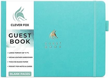Clever Fox Guest Book – Blank Sign In Guestbook for Party, Wedding Reception, Baby Shower, Bridal Shower, Funeral, Event – Blank Signing Book for Guests – 128 Blank Pages, Large Format-Light Turquoise