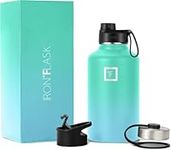 IRON °FLASK Sports Water Bottle - 64 Oz, 3 Lids (Spout Lid), Vacuum Insulated Stainless Steel, Modern Double Walled, Simple Thermo Mug, Hydro Metal Canteen