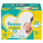 Pampers Swaddlers Disposable Diapers Size N, 120 Count