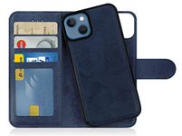 MyGadget Flip Case for iPhone 13-2 in 1 Magnetic PU Leather Wallet Cover - Card Slots & Detachable Back Slim TPU Bumper Shell Dark Blue