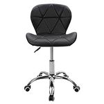 Youyijia Padded Office Chair Adjustable Desk Chair Computer Chair with Wheels and Lift Chrome Legs for Home Bedrooms Black