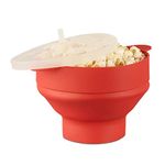 Relaxdays Silicone Microwave Popcorn Maker, Collapsible Popcorn Popper, No Oil, Red