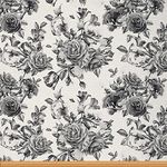 Feelyou Retro Rose Fabric by The Yard, Vintage Botanical Rose Floral Flower Upholstery Fabric for Chairs Sofa Couch,Romantic Spring Garden Flower Outdoor Fabric Waterproof, 3 Yard, Black White