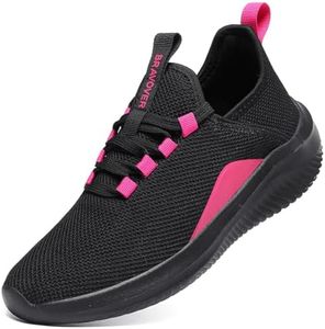 Bravover Slip On Shoes Women Tennis Walking Shoes Fashion Sneakers for Running Workout Sport Hands Free Lightweight Casual BlackRose