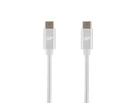 Monoprice - 138889 USB 2.0 Type-C to Type-C Charge and Sync Nylon-Braid Cable - 6 Feet - White, Up to 3 Amps/60 Watts - Palette Series