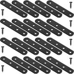 8 Pack Black Straight Brace Brackets 4 Inch Stainless Steel Flat Mending Plates, Heavy Duty Repair Fixing Joining Brackets for Wood with Screws