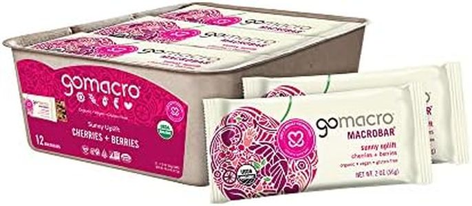 GoMacro MacroBar Organic Vegan Snack Bars Cherries + Berries 2 Ounce Bars (Pack of 12)