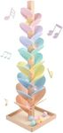 Marble Run Wooden Ball Drop Toys for 3-5 4-8 Wood Montessori Toys Music Tree for Toddlers Musical Game Learning Color Sorting Sensory Toys for Boys Girls 8-12 Gift (Height: 27.8in) (1.1in Balls)