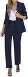 luvamia Suits for Women Dressy Pants Sets Women 2 Piece Outfits Womens Business Professional Outfits Plus Size Pant Suits Fall Outfits for Women 2024 Navy Blue Size XX-Large Fits Size 20 Size 22