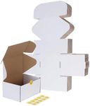 RLAVBL 10 Pack 6x4x3 Small Shipping Boxes, White Corrugated Cardboard Box for Packing, Mailing, Business