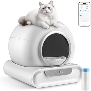 Self Cleaning Cat Litter Tray, Automatic Cats Litter Box Robot for Multi Cats with 65L+9L Extra Large/Odor Isolation/APP Control Smart Cat Toilet Box