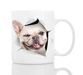 Winking French Bulldog Mug - Ceramic Funny Coffee Mug - Perfect Dog Lover Gift - Cute Novelty Coffee Mug Present | Great Birthday or Christmas Surprise for Friend or Coworker, Men and Women (11oz)