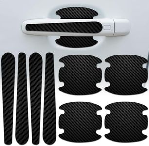 8Pcs Car Door Handle Protector - Stickers Door Handle Cover Carbon Fiber Vinyl Wrap Black Car Handle Protector - Car Door Handle Sticker Pack Protection Film For Cars Car Door Handle Scratch Protector