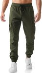 JMIERR Work Pants for Men Stretch Elastic Waist Drawstring Jogging Pants Casual Cargo Pants Tapered Sweatpants with Multi Pocket,US 38(XL),Moss Green