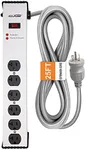 Digital Energy 20 Amp 6-20/T- Slot Plug | 25-Ft Cord - 900 Joule Surge Protector | 6-Outlet, Heavy Duty Steel Body Power Strip