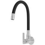 ALTON FAM3366 Brass Sink Cock with Flexible Swivel Spout, Black & Chrome Finish