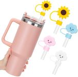 Nobityop 4 Pack Sunflowers, Clouds Shape Straw Cover, Straw Cap,Straw Topper for Stanley 30&40 oz Tumbler with Handle