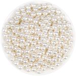 Pearl Beads for Craft, Anezus 500pcs Ivory Faux Fake Pearls, 10 MM Small Sew on Pearl Beads with Holes for Jewelry Making, Bracelets, Necklaces, Hairs, Crafts, Decoration and Vase Filler