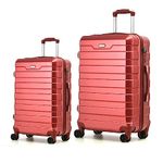 RMW Suitcase Large Medium Cabin Size | Hard Shell | Lightweight | 4 Dual Spinner Wheels | Trolley Luggage Suitcase | Hold Check in Luggage | TSA Combination Lock (Red Wine, Cabin 20" + Medium 24")